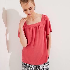 NWT Loft Coral Pink Flowy Soft Flutter Sleeve S